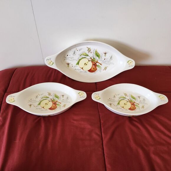 Kent Pottery Apple Oval Baking Dishes Set of 3 Fruit Collection Vintage Home Art - Picture 2 of 16